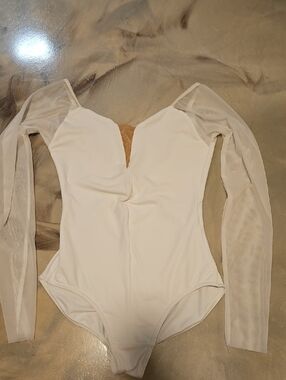 White Long Sleeve Nikolay Leotard Medium